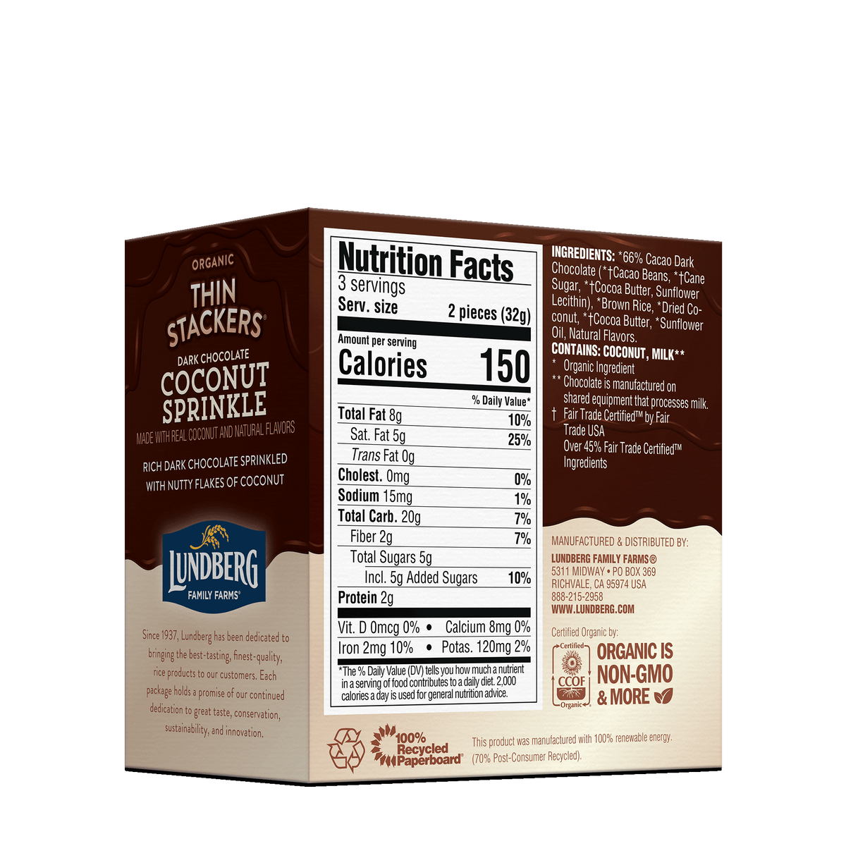 Organic Chocolate Thin Stackers® - Coconut Sprinkle