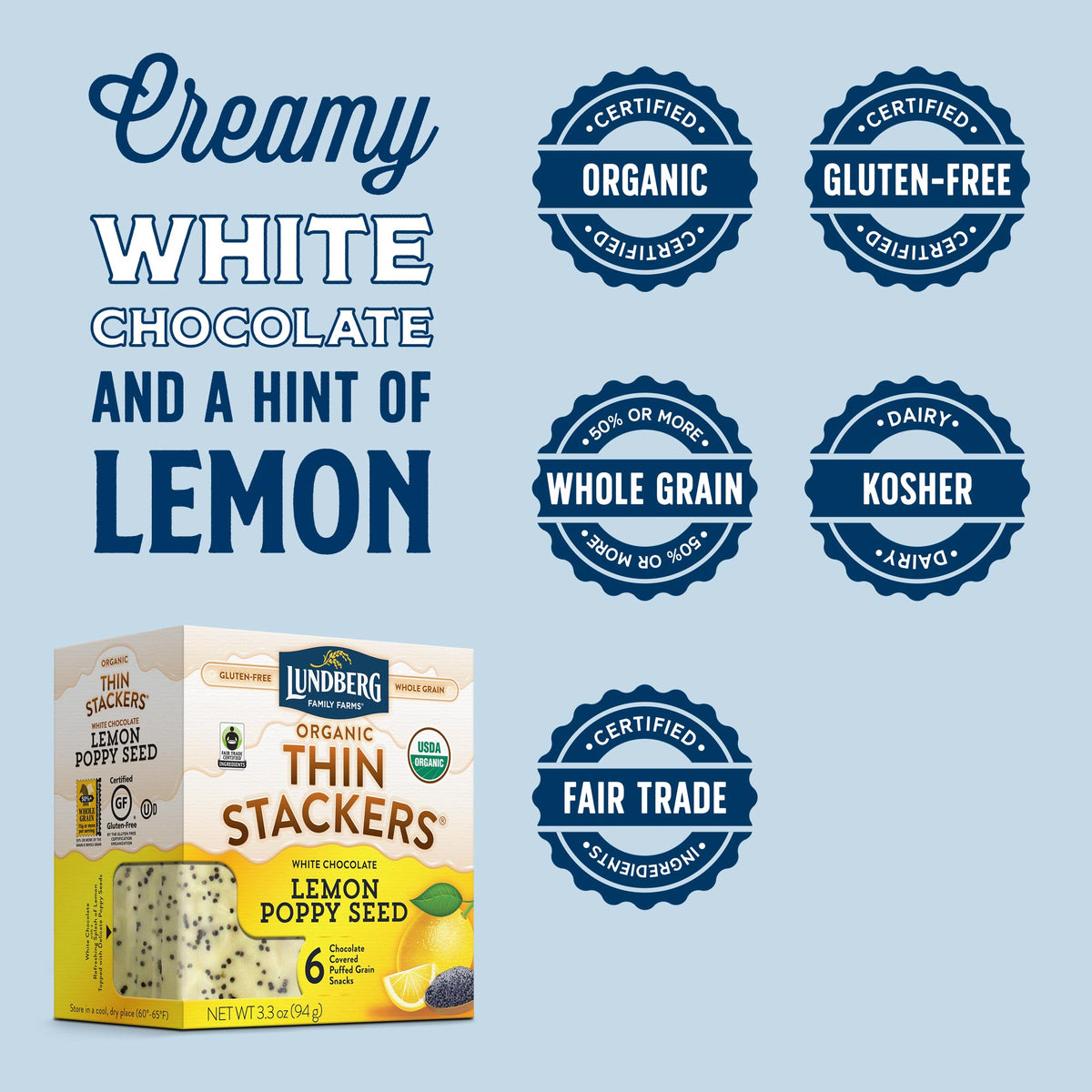 Organic Chocolate Thin Stackers® - Lemon Poppy Seed