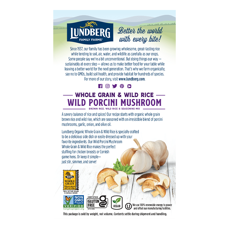 Organic Whole Grain & Wild Rice Wild Porcini Mushroom Products Lundberg Family Farms