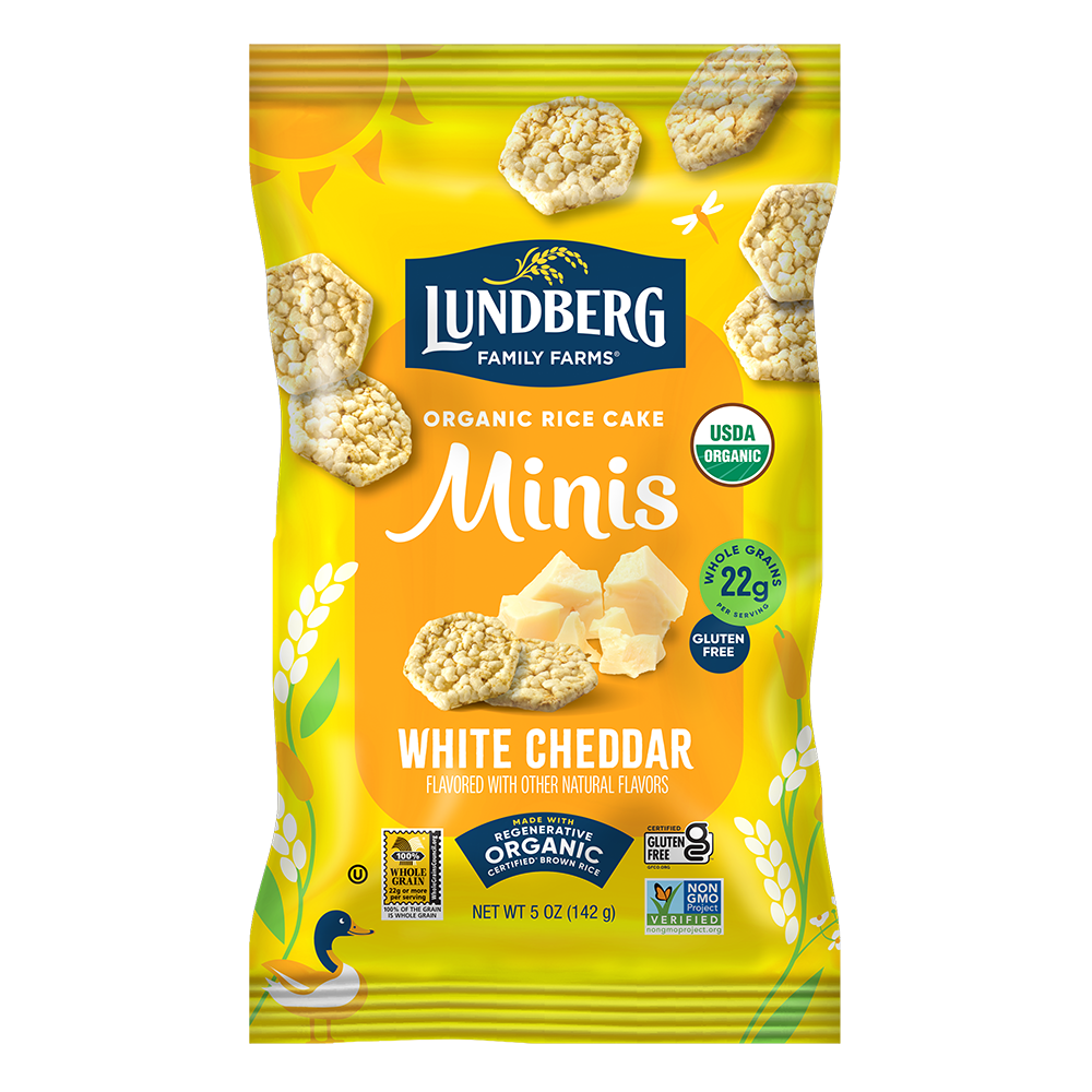 Organic Rice Cake Minis - White Cheddar - Products | Lundberg Family Farms