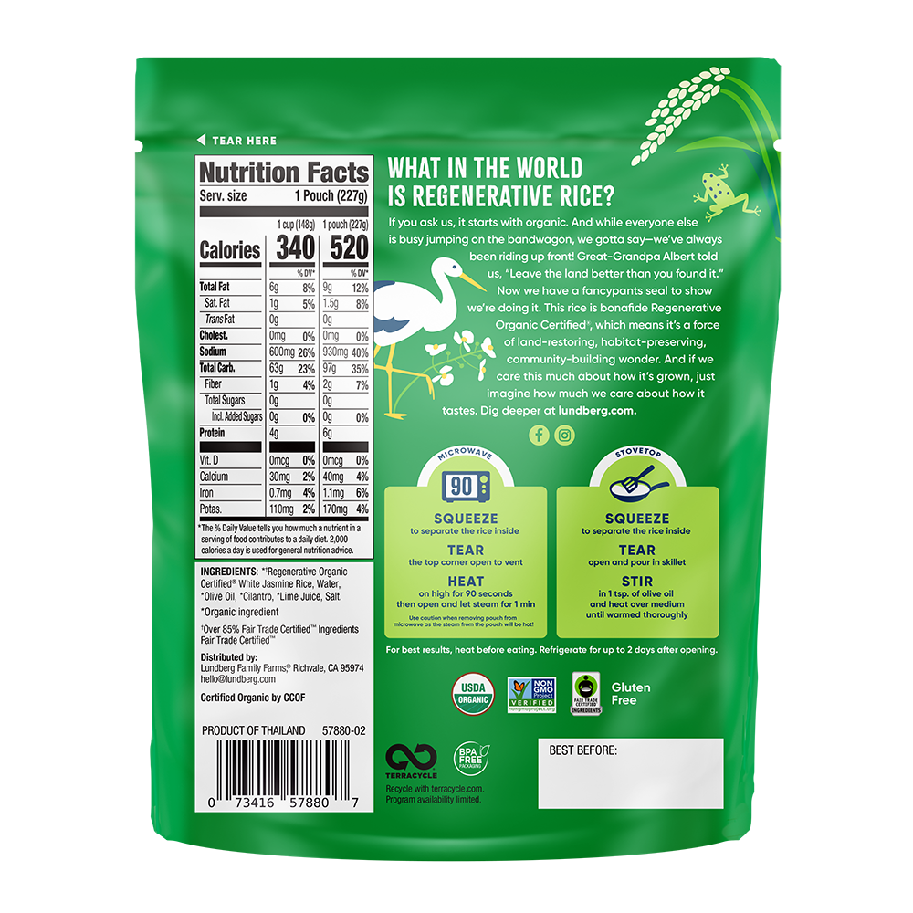rice Lundberg Organic Cilantro Lime Rice Fully Cooked & Ready to