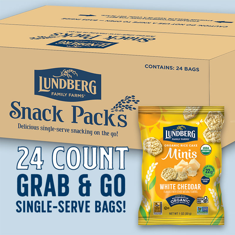 Organic Rice Cake Minis - White Cheddar - Products | Lundberg Family Farms