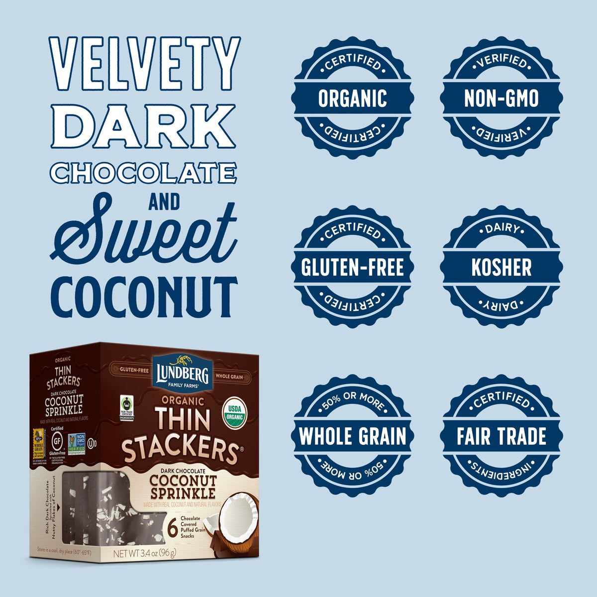 Organic Chocolate Thin Stackers® - Coconut Sprinkle