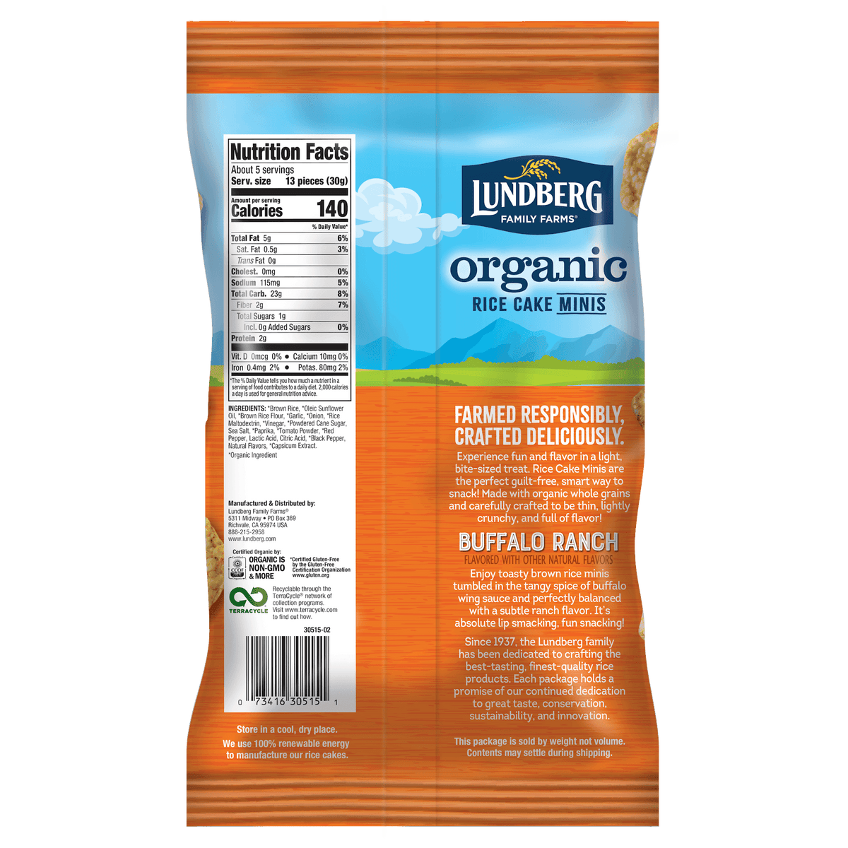 Organic Rice Cake Minis Buffalo Ranch Products Lundberg Family Farms
