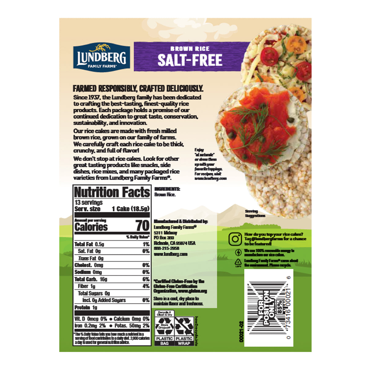 Organic Brown Rice Cakes - Salt-Free